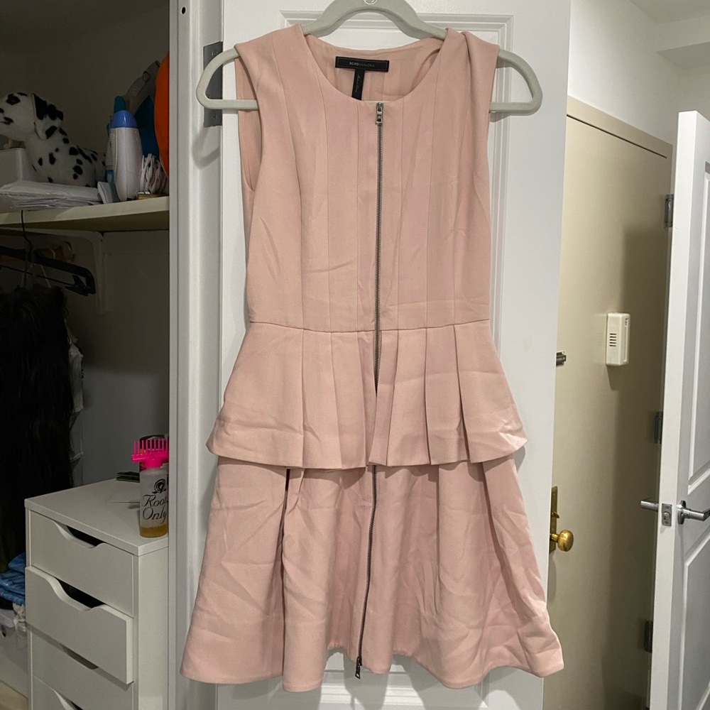 Powder Pink Peplum midi Dress